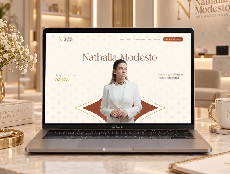 Site institucional desenvolvido para Nathalia Modesto Dermatologia